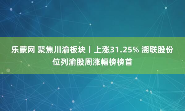 乐蒙网 聚焦川渝板块丨上涨31.25% 溯联股份位列渝股周涨幅榜榜首